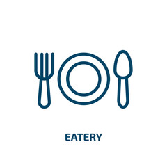 eatery icon from food collection. Thin linear eatery, food, business outline icon isolated on white background. Line vector eatery sign, symbol for web and mobile