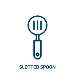 slotted spoon icon from food collection. Thin linear slotted spoon, cooking, kitchen outline icon isolated on white background. Line vector slotted spoon sign, symbol for web and mobile