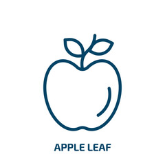 apple leaf icon from food collection. Thin linear apple leaf, apple, leaf outline icon isolated on white background. Line vector apple leaf sign, symbol for web and mobile