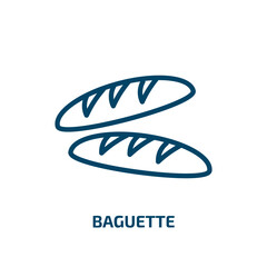 baguette icon from food collection. Thin linear baguette, bread, fresh outline icon isolated on white background. Line vector baguette sign, symbol for web and mobile