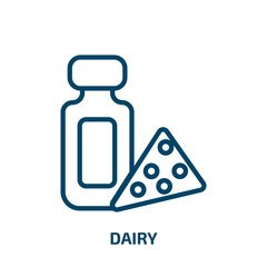 dairy icon from food collection. Thin linear dairy, milk, organic outline icon isolated on white background. Line vector dairy sign, symbol for web and mobile