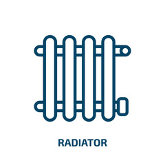 radiator icon from furniture & household collection. Thin linear radiator, radiation, energy outline icon isolated on white background. Line vector radiator sign, symbol for web and mobile