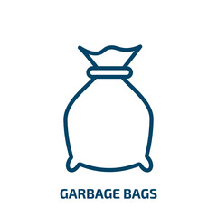 garbage bags icon from furniture & household collection. Thin linear garbage bags, bag, ecology outline icon isolated on white background. Line vector garbage bags sign, symbol for web and mobile
