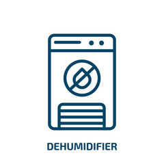 dehumidifier icon from furniture & household collection. Thin linear dehumidifier, fan, heater outline icon isolated on white background. Line vector dehumidifier sign, symbol for web and mobile