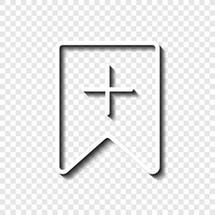 Fototapeta premium Bookmark, add simple icon vector. Flat design. White with shadow on transparent grid.ai