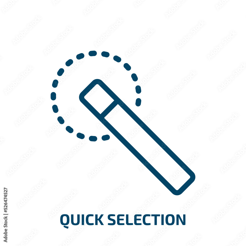 Poster quick selection icon from geometry collection. thin linear quick selection, select, correct outline 