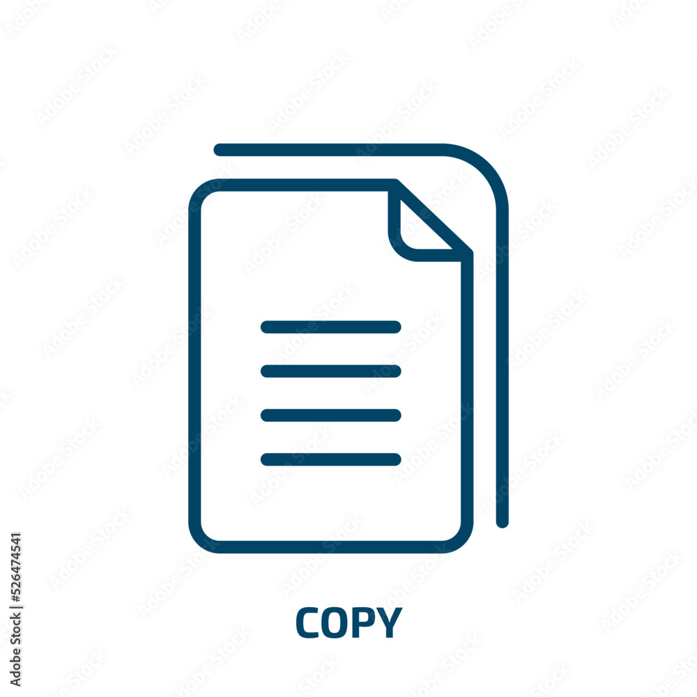 Poster copy icon from geometry collection. thin linear copy, data, computer outline icon isolated on white 