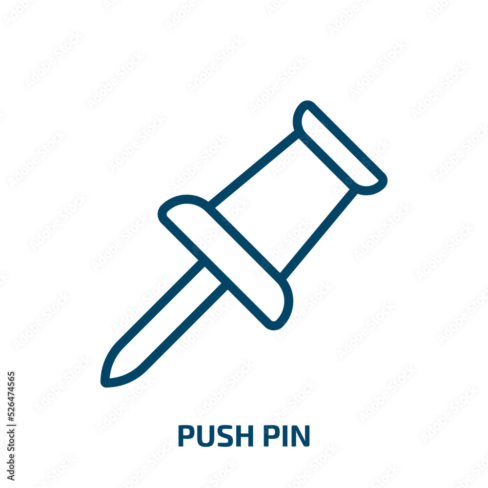 Poster push pin icon from geometry collection. thin linear push pin, pushpin, push outline icon isolated on