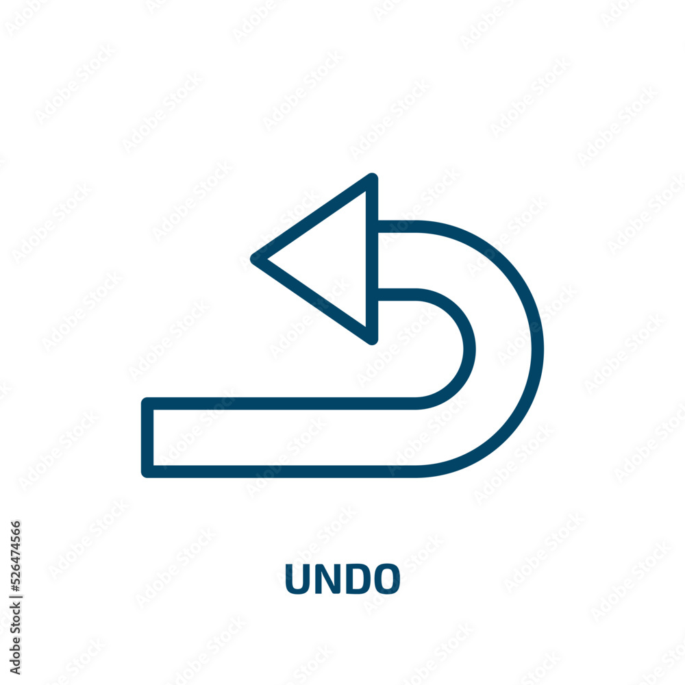 Poster undo icon from geometry collection. Thin linear undo, arrow, circle outline icon isolated on white background. Line vector undo sign, symbol for web and mobile