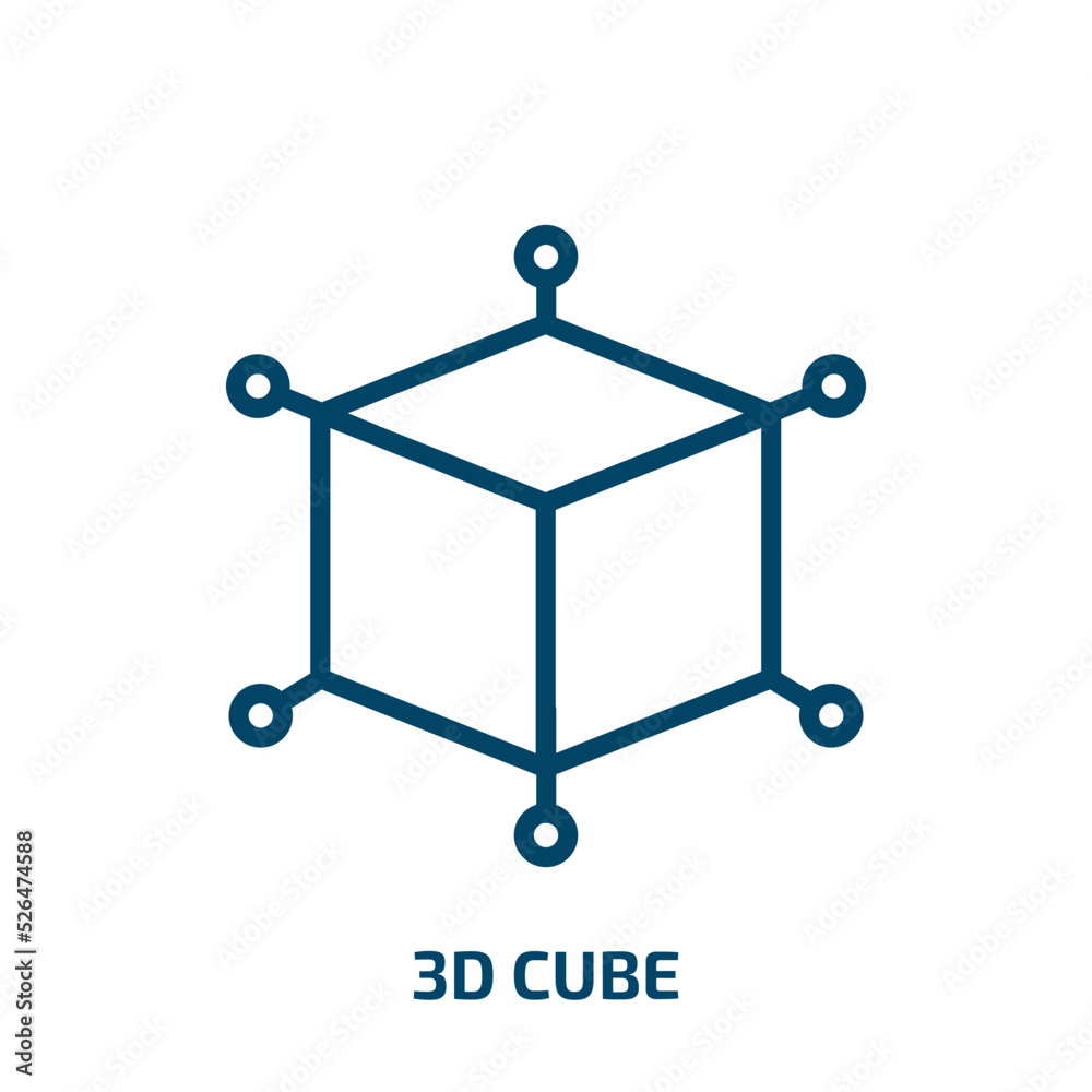 Poster 3d cube icon from geometry collection. thin linear 3d cube, cube, square outline icon isolated on wh