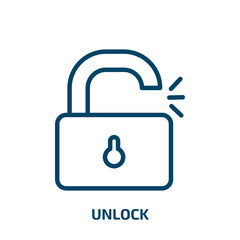 unlock icon from geometry collection. Thin linear unlock, password, safety outline icon isolated on white background. Line vector unlock sign, symbol for web and mobile