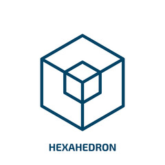 hexahedron icon from geometry collection. Thin linear hexahedron, emblem, business outline icon isolated on white background. Line vector hexahedron sign, symbol for web and mobile