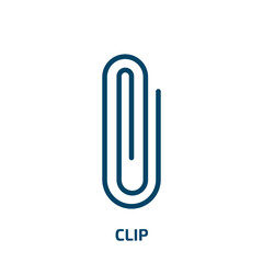 clip icon from geometry collection. Thin linear clip, business, button outline icon isolated on white background. Line vector clip sign, symbol for web and mobile