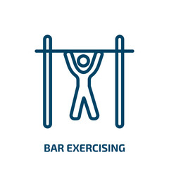 bar exercising icon from gym and fitness collection. Thin linear bar exercising, exercise, barbell outline icon isolated on white background. Line vector bar exercising sign, symbol for web and mobile