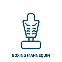 Fototapeta premium boxing mannequin icon from gym and fitness collection. Thin linear boxing mannequin, mannequin, basket outline icon isolated on white background. Line vector boxing mannequin sign, symbol for web and