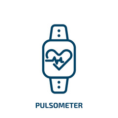pulsometer icon from gym and fitness collection. Thin linear pulsometer, medical, heartbeat outline icon isolated on white background. Line vector pulsometer sign, symbol for web and mobile