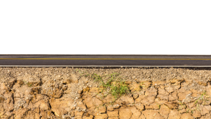 Isolate the side of the new road paved with earth parched patch on the bottom.