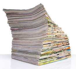 Isolates of spine journal publications stacked pile of twisted spiral layers.