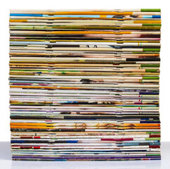 Isolates of spine journal publications pile stacked layers beautifully packed.