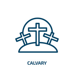 calvary icon from religion collection. Thin linear calvary, catholicism, easter outline icon isolated on white background. Line vector calvary sign, symbol for web and mobile