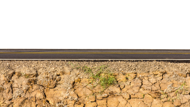 Isolate the side of the new road paved with earth parched patch on the bottom.