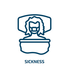 sickness icon from people collection. Thin linear sickness, health, medical outline icon isolated on white background. Line vector sickness sign, symbol for web and mobile