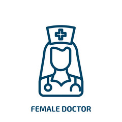 female doctor icon from people collection. Thin linear female doctor, medical, occupation outline icon isolated on white background. Line vector female doctor sign, symbol for web and mobile