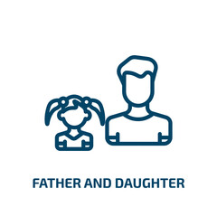 father and daughter icon from people collection. Thin linear father and daughter, happy, mother outline icon isolated on white background. Line vector father and daughter sign, symbol for web and
