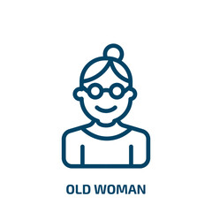 old woman icon from people collection. Thin linear old woman, character, female outline icon isolated on white background. Line vector old woman sign, symbol for web and mobile