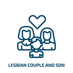 lesbian couple and son icon from people collection. Thin linear lesbian couple and son, love, couple outline icon isolated on white background. Line vector lesbian couple and son sign, symbol for web