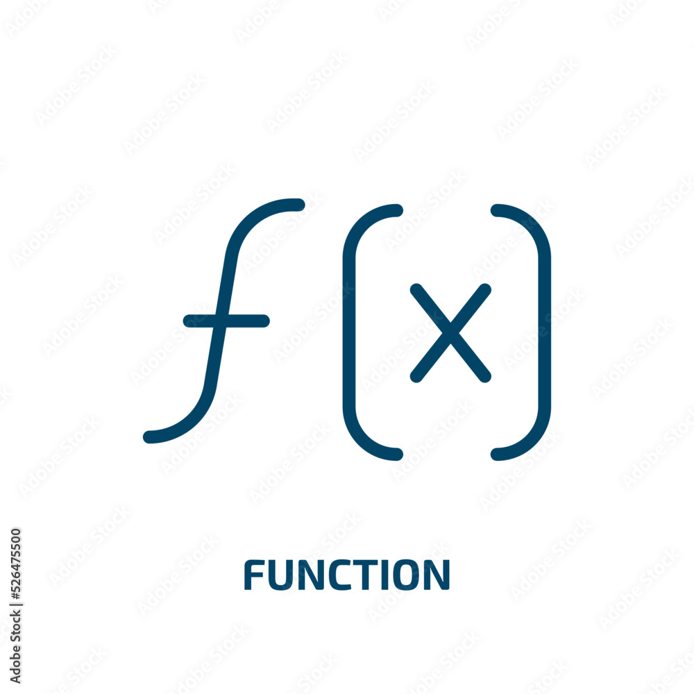 Poster function symbol icon from shapes collection. Thin linear function symbol, function, business outline icon isolated on white background. Line vector function symbol sign, symbol for web and mobile