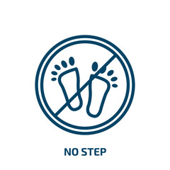 no step icon from signs collection. Thin linear no step, step, button outline icon isolated on white background. Line vector no step sign, symbol for web and mobile