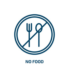 no food icon from signs collection. Thin linear no food, food, drink outline icon isolated on white background. Line vector no food sign, symbol for web and mobile