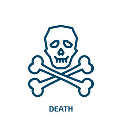 death icon from signs collection. Thin linear death, dead, grave outline icon isolated on white background. Line vector death sign, symbol for web and mobile