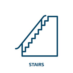 stairs icon from signs collection. Thin linear stairs, man, person outline icon isolated on white background. Line vector stairs sign, symbol for web and mobile