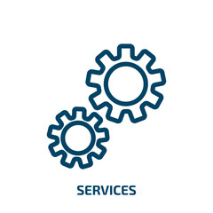 services icon from technology collection. Thin linear services, service, communication outline icon isolated on white background. Line vector services sign, symbol for web and mobile