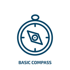 basic compass icon from technology collection. Thin linear basic compass, travel, compass outline icon isolated on white background. Line vector basic compass sign, symbol for web and mobile