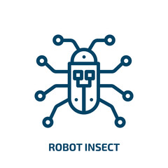 robot insect icon from technology collection. Thin linear robot insect, insect, robot outline icon isolated on white background. Line vector robot insect sign, symbol for web and mobile