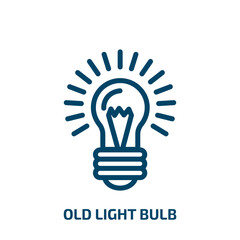 old light bulb icon from technology collection. Thin linear old light bulb, decoration, energy outline icon isolated on white background. Line vector old light bulb sign, symbol for web and mobile