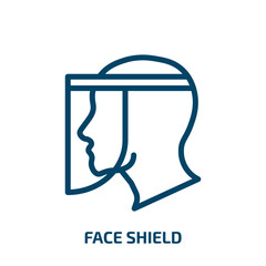 Fototapeta premium face shield icon from technology collection. Thin linear face shield, shield, protection outline icon isolated on white background. Line vector face shield sign, symbol for web and mobile