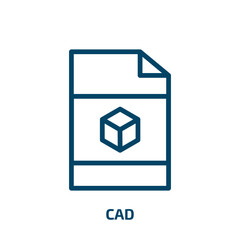 cad icon from technology collection. Thin linear cad, engineering, computer outline icon isolated on white background. Line vector cad sign, symbol for web and mobile