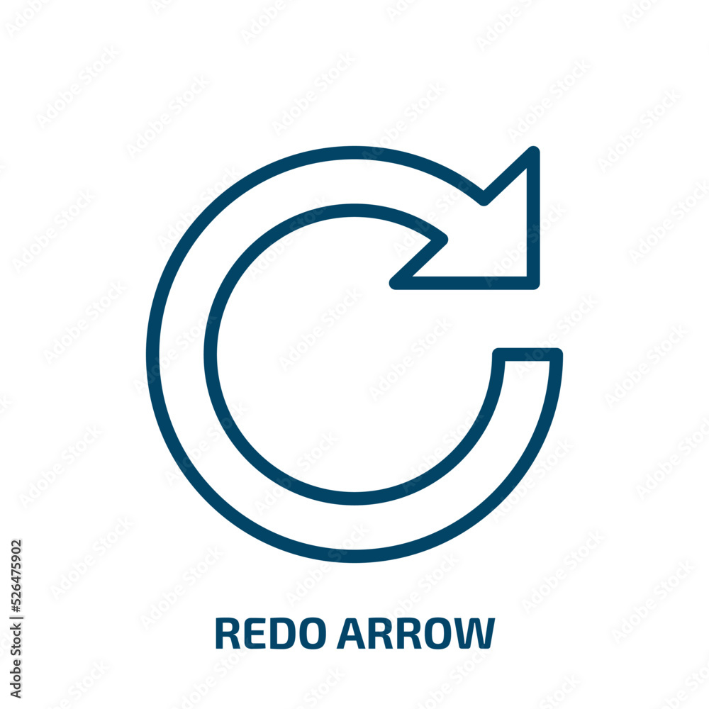 Poster redo arrow icon from user interface collection. Thin linear redo arrow, arrow, redo outline icon isolated on white background. Line vector redo arrow sign, symbol for web and mobile