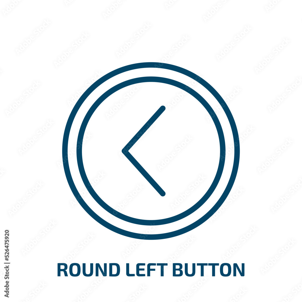 Poster round left button icon from user interface collection. Thin linear round left button, cursor, arrow outline icon isolated on white background. Line vector round left button sign, symbol for web and
