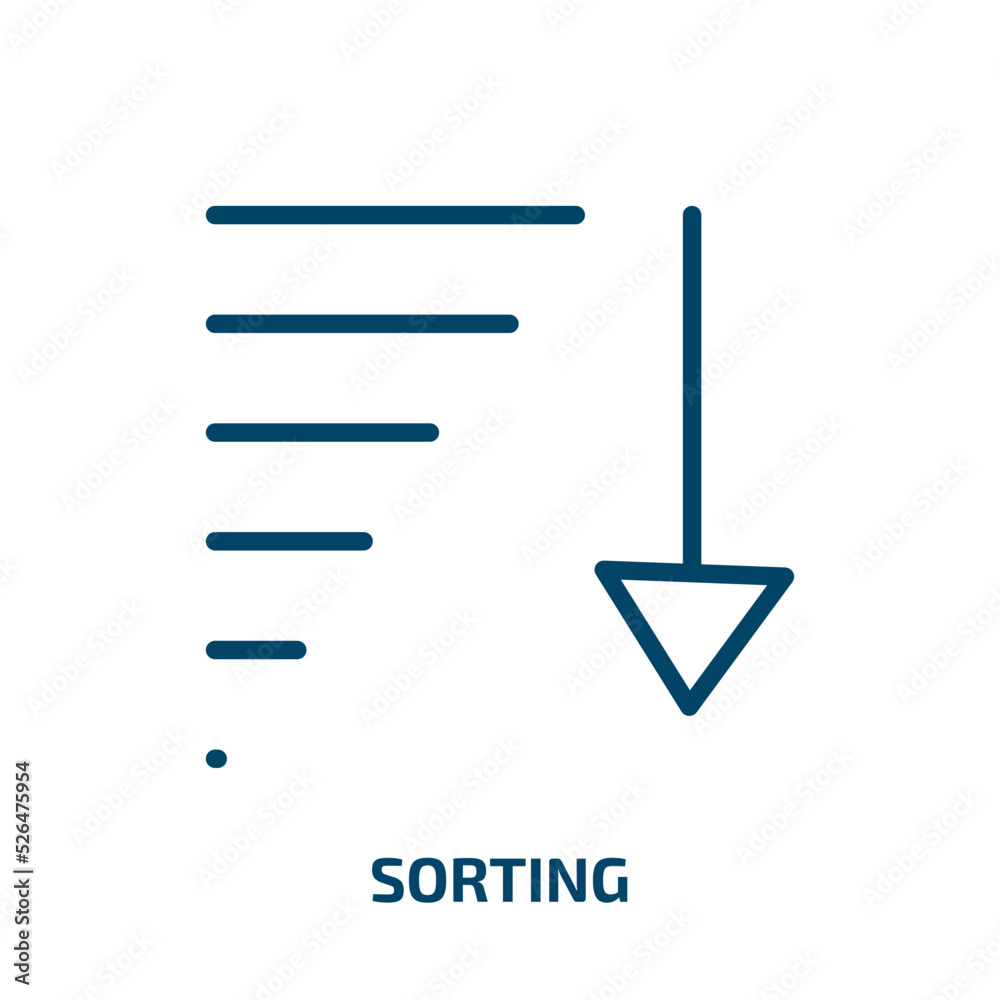 Poster sorting icon from user interface collection. thin linear sorting, pollution, garbage outline icon is