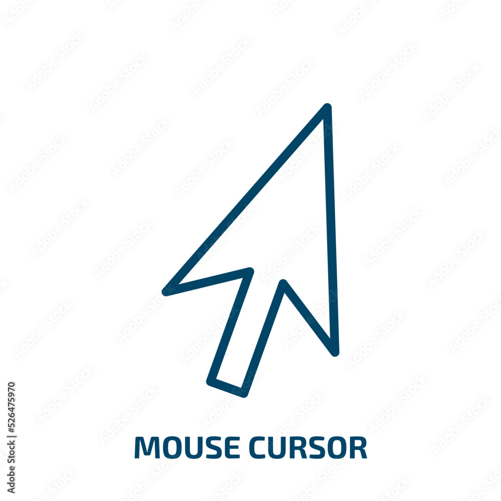 Poster mouse cursor icon from user interface collection. thin linear mouse cursor, arrow, mouse outline ico