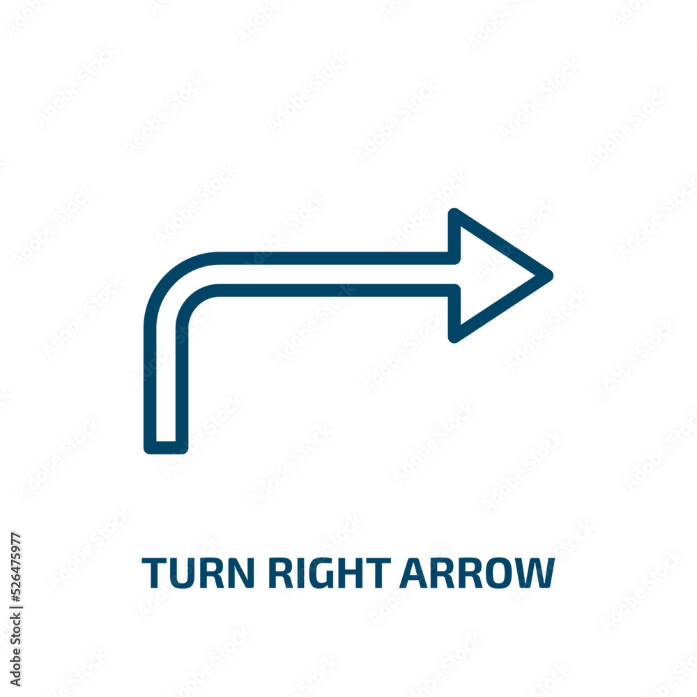 Poster turn right arrow icon from user interface collection. thin linear turn right arrow, arrow, turn outl