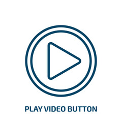 play video button icon from user interface collection. Thin linear play video button, play, internet outline icon isolated on white background. Line vector play video button sign, symbol for web and
