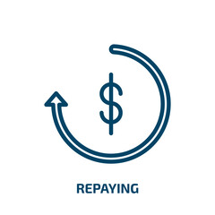 repaying icon from user interface collection. Thin linear repaying, business, arrow outline icon isolated on white background. Line vector repaying sign, symbol for web and mobile