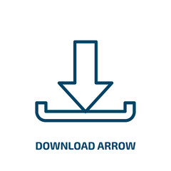 download arrow icon from user interface collection. Thin linear download arrow, arrow, download outline icon isolated on white background. Line vector download arrow sign, symbol for web and mobile