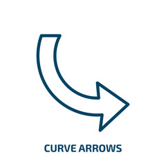 curve arrows icon from user interface collection. Thin linear curve arrows, arrow, direction outline icon isolated on white background. Line vector curve arrows sign, symbol for web and mobile